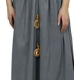 thumbnail image 4 of Bimba Women's Bohemian Style Elastic Waist Gray Long Maxi Skirt With Tassels-S, 4 of 4