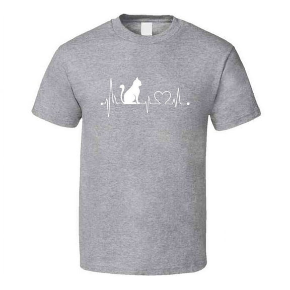 Cat Heartbeat T-Shirt Loving Feline Pet Owner Novelty Gift Clothing Tee Shirt