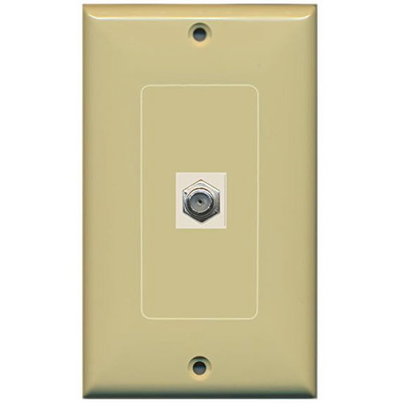 RiteAV Coax Wall Plate 1 Gang Decorative - Ivory