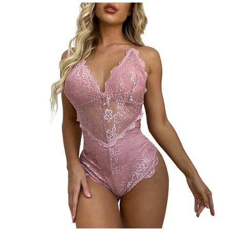 

LYXSSBYX Womens Rompers and Jumpsuits Sexy Women Lingerie Lace Hollow Out Temptation Babydoll Underwear Sleepwear Jumpsuit Bodysuits