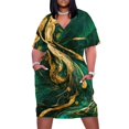 thumbnail image 1 of Vestido suelto verde bosque y dorado con bolsillos vestidos para ocasiones formales vestidos de cóctel, 1 of 6