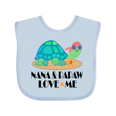 

Inktastic Nana and Papaw Love Me Grandchild Turtle Gift Baby Boy or Baby Girl Bib