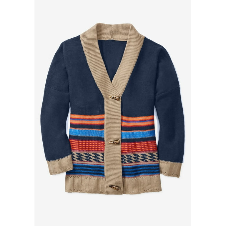 Woman Within Plus Size Geometric Print Cardigan