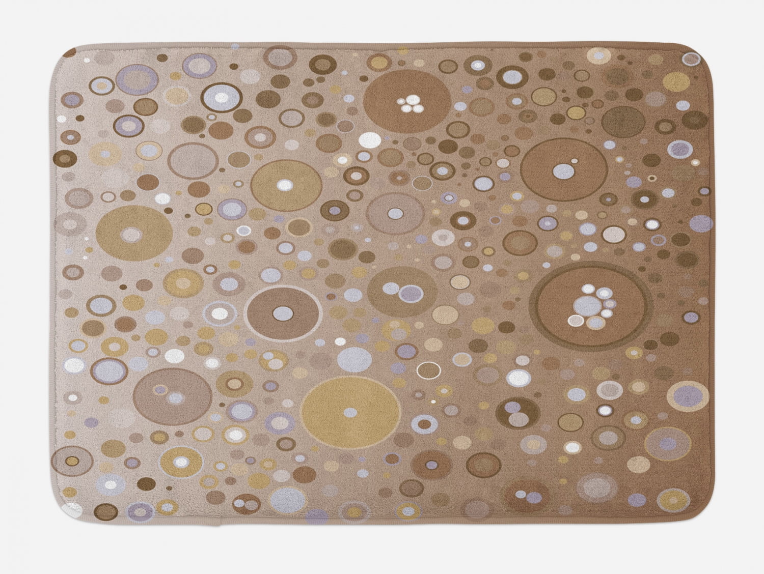 Tan Bath Mat, Soft Colored Circles and Dots in Different Sizes Bubble ...