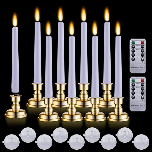 Juego de Velas LED 3D MIXALY Blancas con Temporizador y Candelabros Extraíbles