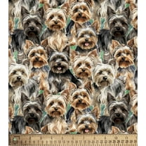 Cotton Yorkies Dogs Puppies Animals Pets Cotton Fabric Print by the Yard D759.70
