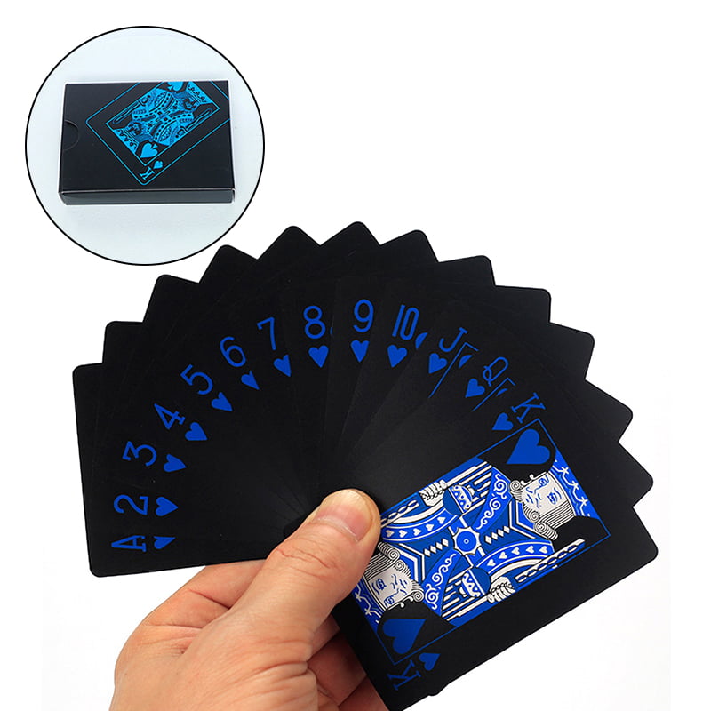 Poker Black Plastic PVC Poker Waterproof Playing Cards Sets for Travel Design : Metal Packaging 