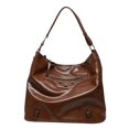 thumbnail image 1 of JM Bolso de mujer europeo y americano con remaches de flecos, bolso de motocicleta de gran capacidad, bolso cruzado de un hombro a la moda con cera de aceite, marrón para mujer JM, 1 of 5