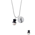 thumbnail image 2 of Delight Jewelry Resin Snowman Head with Top Hat Silvertone Script Initial Disc - J - Charm Necklace, 20"+3", 2 of 4
