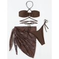 thumbnail image 5 of IDALL Ensembles de Bikini Maillot de Bain Trois Pièces avec Jupe à Cordon et Robe de Bain Micro Bikini Café S, 5 of 5