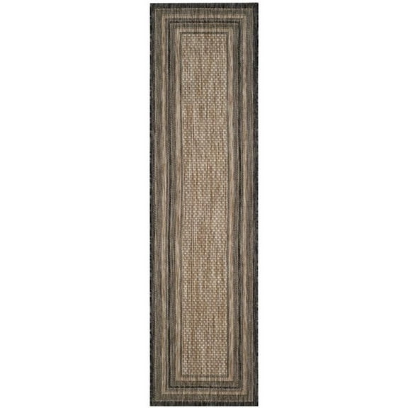 Pemberly Row Modern 2'3" x 6'7" Runner Rug in Natural and Black