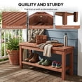 thumbnail image 6 of Ktaxon 40in Wooden Storage Bench with Shoe Rack, Solid Fir Wood Slatted Seat Bench for Entryway Living Room, Brown, 6 of 9