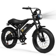 Spark Electric Bike for Adults, 750W Motor Over 28 MPH(Unlock to 35MPH) EBike, 20 Fat Tires with Dual Suspension & Brakes Motorcycle Black