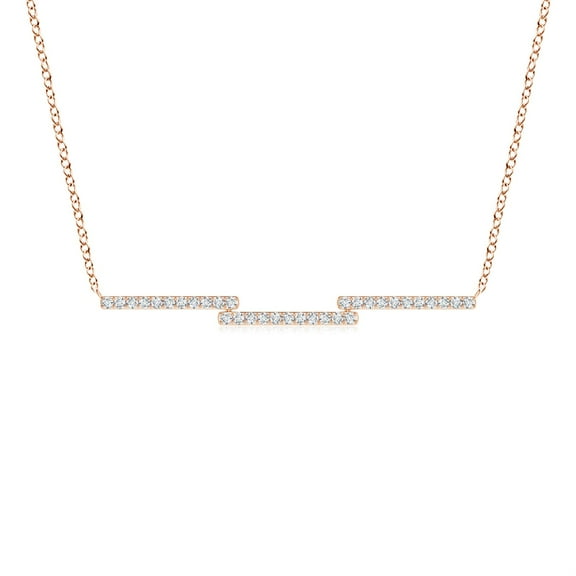 ANGARA Natural Diamond Step Bar Necklace in 14K Rose Gold for Women (Size-1.25mm | Color-G | Clarity-VS2) | April Birthstone, Birthday, Anniversary, Jewelry Gift for Women | Natural Diamond Necklace