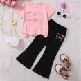thumbnail image 2 of enyan Kids Girls 2 Piece Outfit Short Sleeve Round Neck Top Loose Fit Pants Casual Little Girl School Clothing Spring Summer 3-7T J,6-7 Years, 2 of 4