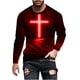 thumbnail image 2 of Blusas y camisas de manga larga con cuello redondo para hombre, blusa informal de manga larga con cuello redondo y estampado de rayas, blusa de poliéster para hombre, 2 of 5