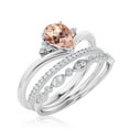 thumbnail image 3 of Gorgeous Minimalist 2.25 Carat Pear Cut Morganite And Diamond Moissanite Unique Engagement Ring, Affordable Wedding Ring, Two Matching Band in 10k Solid White Gold Gift For Her Love, Trio Ring Set, 3 of 3