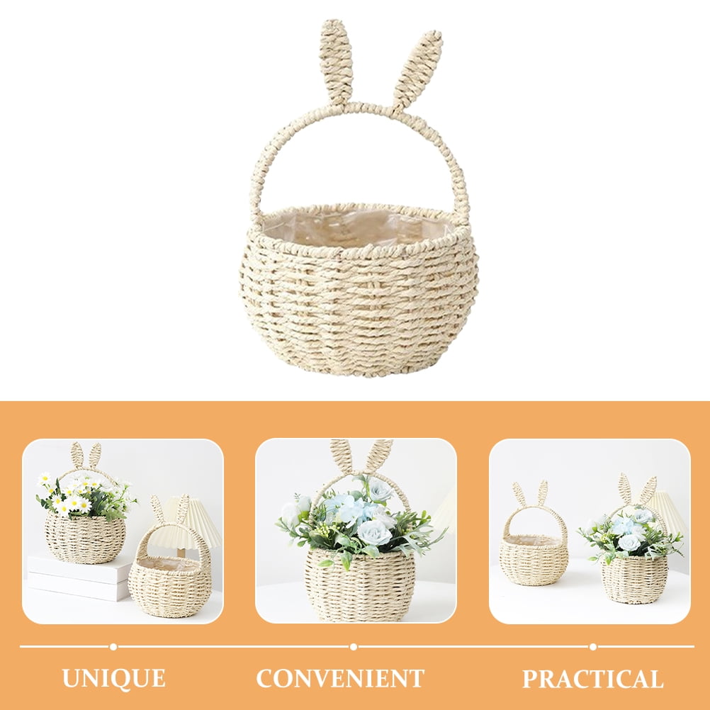 PENIKOKO 1Pack Cute Woven Basket with Handle Perfect for Easter Home Decor Outdoor Activities