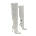 thumbnail image 5 of Mepaouo Rhinestones Boots for Women 2025 Sexy Pointed Toe Stiletto High Heels Stretch Thigh High Boots, 5 of 7