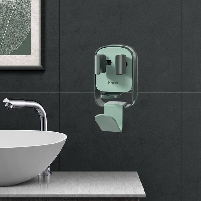 Soporte adhesivo para cepillo de eléctrico, soporte para enjuague bucal, soporte para cepillo de con orificio de drenaje, soportes de Verde Soledad Soporte para cepillo de dientes