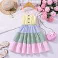 thumbnail image 2 of mgoYE Easter Little Girl Dress Toddler Girl Dress Sleeveless Spaghetti Strap Bow Tie A Line Striped Dress Infant Playwear Summer Clothes(Pink,4-5 Years), 2 of 9