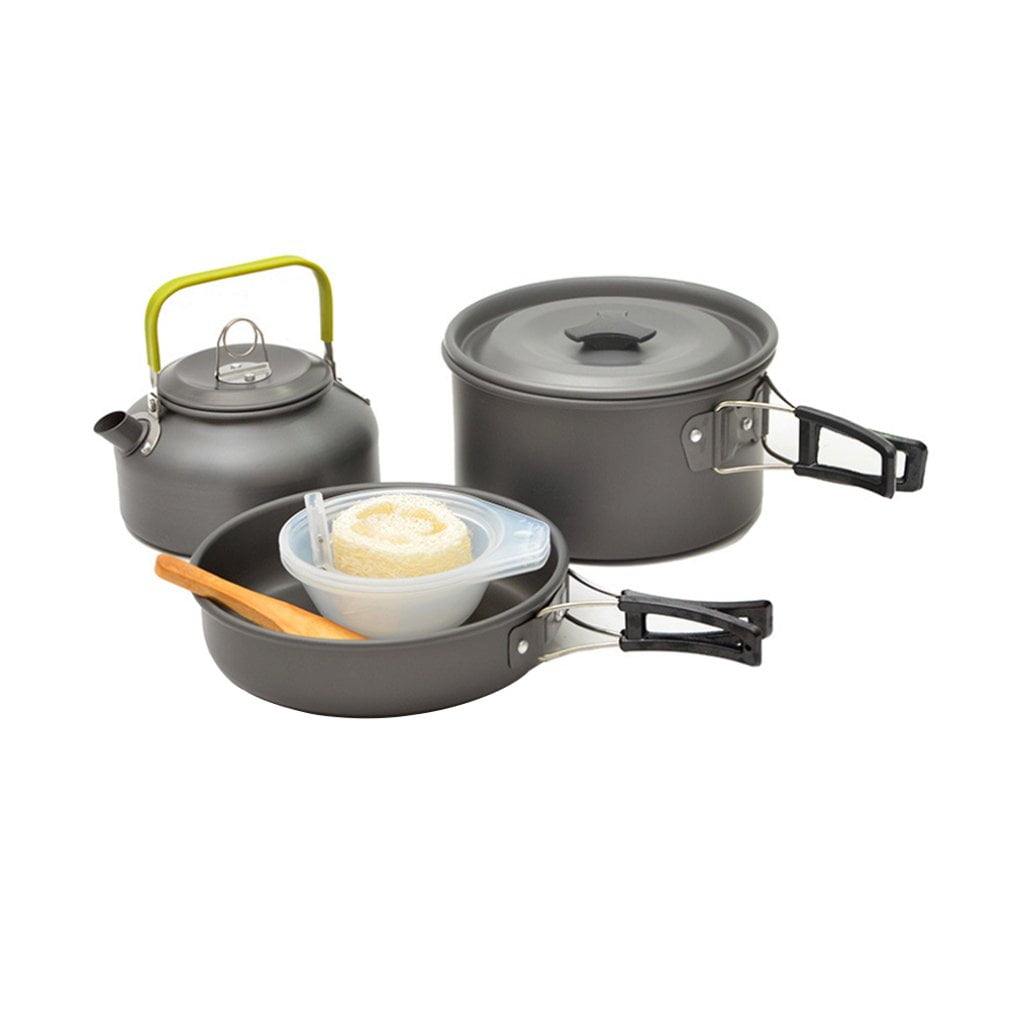 Outdoor Cooking Camping Kettle Pan Pots Cook Set For Camp Fishing