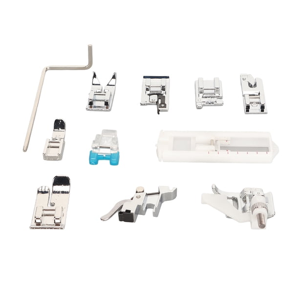 Fyearfly Juego De Prensatelas para Máquina De Coser De 10 Uds con Buscador De Pies Prensatelas Se Mantiene Plano, Kit Prensatelas para Máquina De Coser De Acero Inoxidable para Manualidades