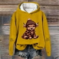 thumbnail image 2 of Telankuip Oversized Highland Cow Print Sweatshirts for Women 2025 Christmas Long Sleeve Comfort Pullovers Hoodies Fall Fashion Loose Hooded Tops Winter Workout Hoodies Yellow XL, 2 of 3
