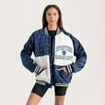 thumbnail image 3 of Women's Gameday Couture  Navy Sporting Kansas City Refined Rivalries Rhinestone Raglan Full-Snap Varsity Bomber Jacket, 3 of 7