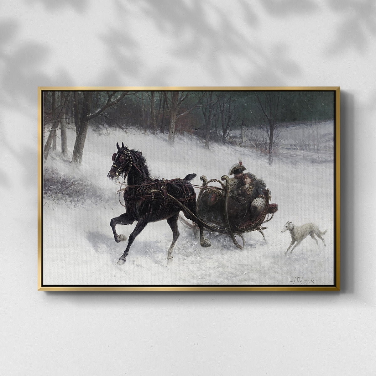 Vintage Animal Print-XXIV By Wexford Home Framed in Gold Wood Gallery Wrapped Canvas 25 in. x 37 in.