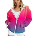 thumbnail image 2 of Women's Multicolor Striped Front Zip Hoodie Long Sleeve Casual with Pockets Comfy Top, 2 of 6