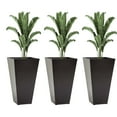 thumbnail image 2 of Outsunny Set of 3 Tall Planters with Drainage Hole, 28" Outdoor Flower Plant Pots, Indoor Planters for Porch Patio and Deck, Brown, 2 of 9