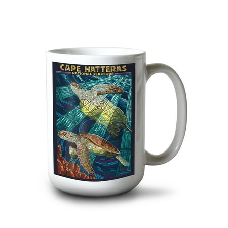 

15 fl oz Ceramic Mug Cape Hatteras National Seashore North Carolina Sea Turtle Mosaic Dishwasher & Microwave Safe