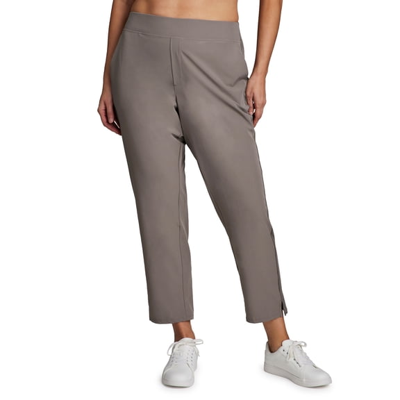 RBX Active Women's Plus Size Ribbed Side Woven Ankle Pant With Pockets