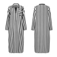 thumbnail image 4 of Eawtki Women's Lapel Collar Three Quarter Roll Sleeve Maxi Striped Linen Shirt Dress Half Front Zip Placket Side Patch Pockets Loose Vacation Cover Up Dress, 4 of 7