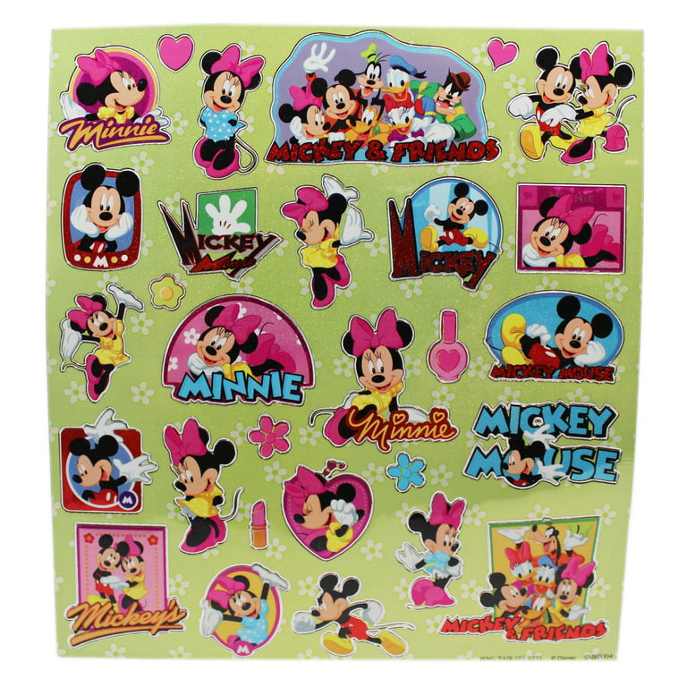 disney's minnie and mickey mouse green background sticker sheet (23  stickers)