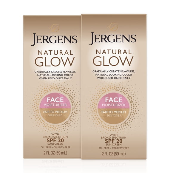 Loción autobronceadora Jergens Natural Glow Face SPF 20 60 ml x2
