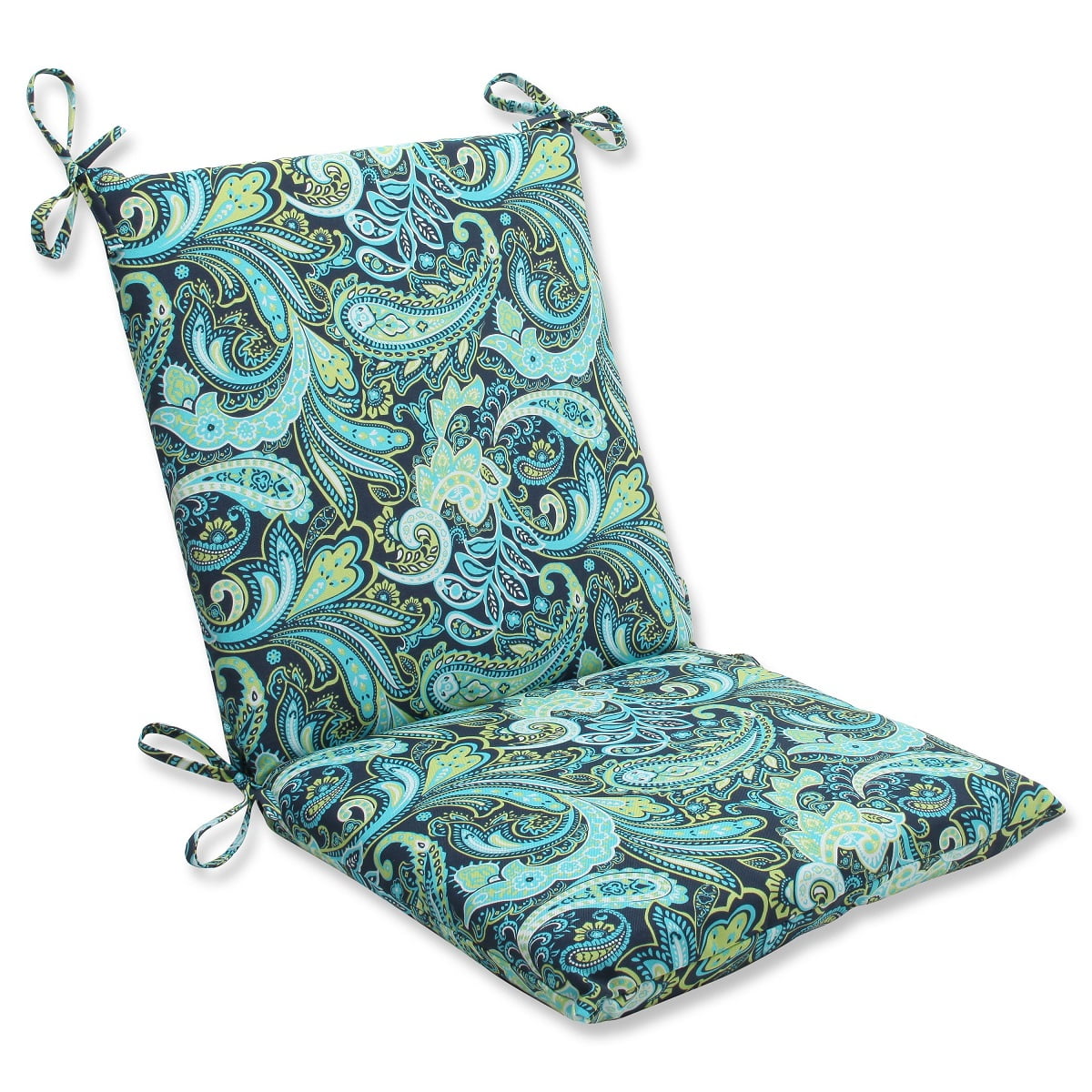 Pillow Perfect 18" x 36.5" Paisley Outdoor Patio Chair Cushion Blue