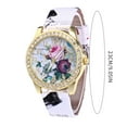 thumbnail image 2 of Women's Digital Quartz Watch Faux Leather Wristwatch Gold Edge Diamonds Flower Printed Caseback, 2 of 2