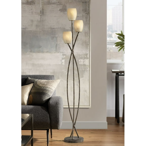 Franklin Iron Works Vierra Trio Farmhouse Rustic 68" Tall Standing Floor Lamp 3-Light Foot Switch Brown Metal Copper Bronze Finish