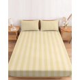 thumbnail image 2 of Queen Size Fitted Sheet Set - Yellow Stripes 3 Piece Bedding Sets 16" Deep Pocket Fitted Sheet with 2 Pillowcases, Modern Vertical Striped Geometric Simple Brushed Microfiber Hotel Luxury Bed Sheets, 2 of 9