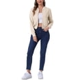 thumbnail image 2 of CHAQUETA CHIC PARA MUJER INSPIRE, CORTA DE SUEDE SINTÉTICO, CON CUELLO ALTO, CIERRE DE CREMALLERA, ESTILO BIKER MOTO BOMBER, COLOR M BEIGE, 2 of 6