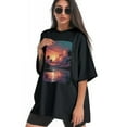 thumbnail image 3 of Plus Size Shirt for Women Black Tops for Women Short Sleeves Shirt for Women Vintage Landscape T Shirt Crewneck Shirt for Women XL, 3 of 5