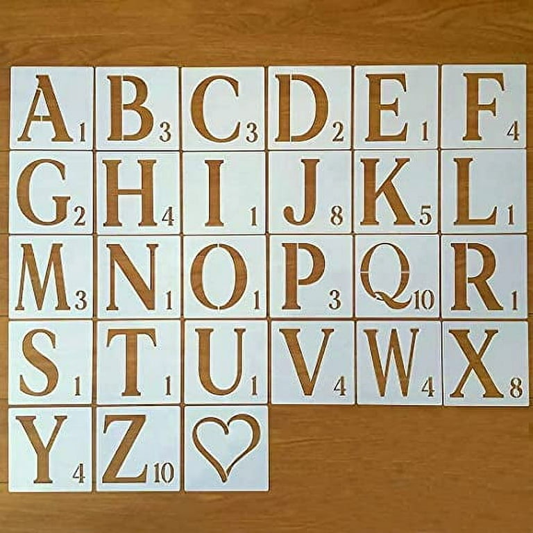 36pcs 5 Inch Letter and Number Stencils Reusable Washable Alphabet Stencils  Environment-friendly PET Art Craft Templates for Painting On Wood Fabric  Wall Door Decor Home Sign 