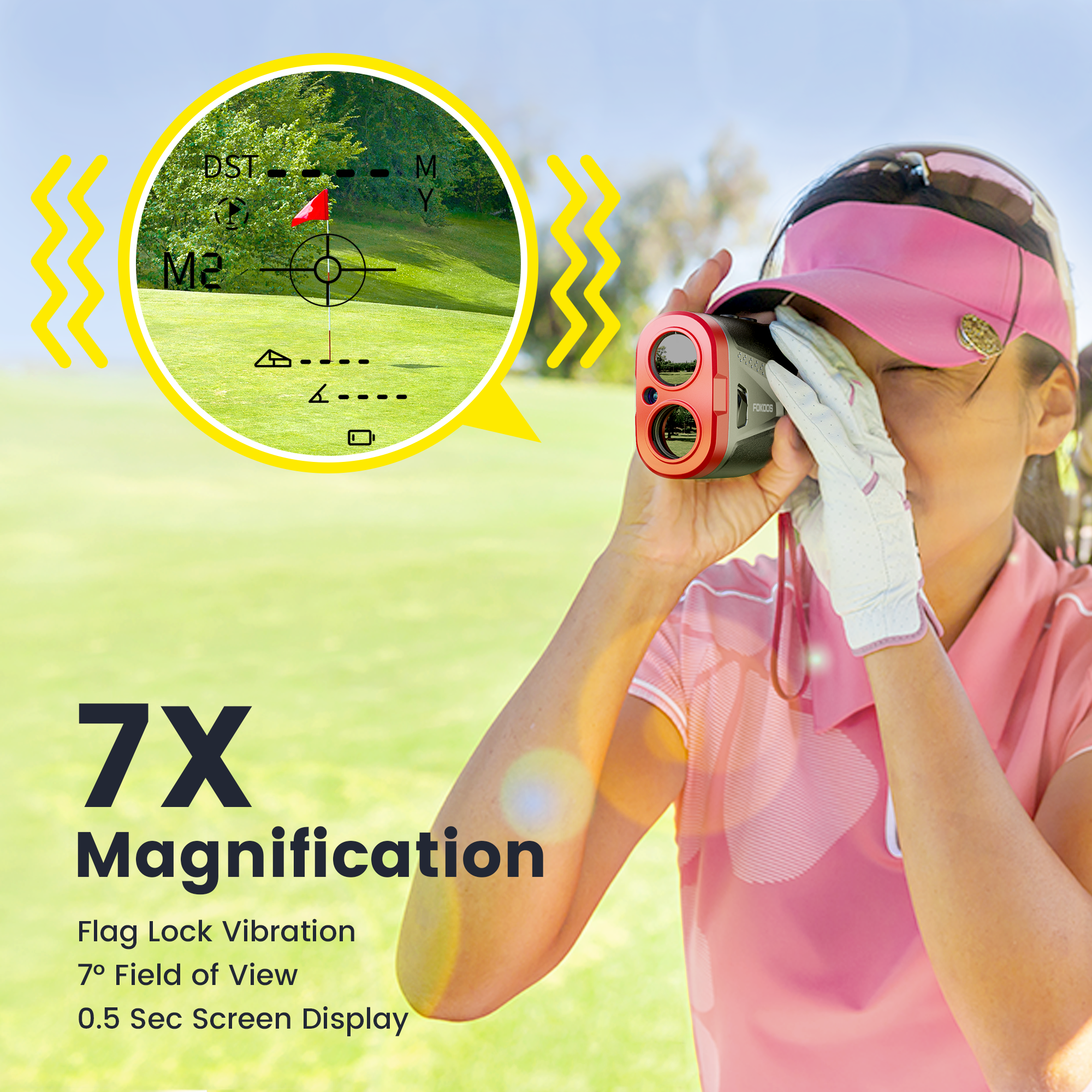 よっこ様　FOKOS 単体距離計 FOKOOS Golf Laser Rangefinder, 7X Magnification, Flag Lock with