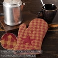 thumbnail image 4 of VHC Brands Star Cotton Primitive Tabletop Kitchen Fabric Loop Appliqued Oven Mitt, Burgundy Red, 4 of 5