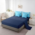 thumbnail image 5 of Feelyou Blue Flower Teen Bedding Comforter Set 7 Pieces, Fashion Ink Floral Full Bedding Set, Shamrock Groovy Blossoms Reversible Fitted Sheet Flat Sheet, Lightweight Room Decor, 5 of 8