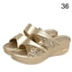 thumbnail image 1 of Sandalias de cuña de tacón grueso, verano, playa, caminar, punta abierta, diseño, zapatilla de cuña, dorado, talla 36 1 par sidaley AP1213-11, 1 of 7
