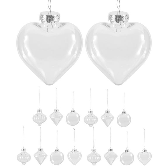 BESTYASH 16Pcs Hanging Empty Baubles Clear Plastic Round Ornaments Decorative Christmas Party
