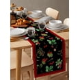 thumbnail image 6 of Table Runner Dresser Scarves 70 Inch Long, Farm Fruit Cherry and Leaves on Black Linen Dining Table Runners Retro Lines Pattern on Red Tabletop Scarf for Wedding Holiday Party Kitchen, 6 of 7